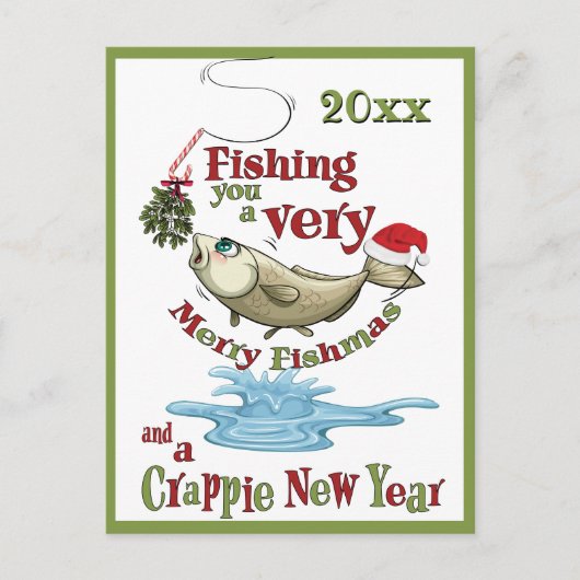 Funny Fishing Christmas - Merry Fishmas Mistletoe Postkarte (Vorderseite)