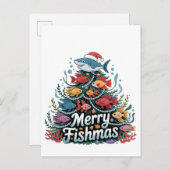 Funny Fishing Christmas Tree Fish Fisher Lover Ankündigungspostkarte (Vorne/Hinten)