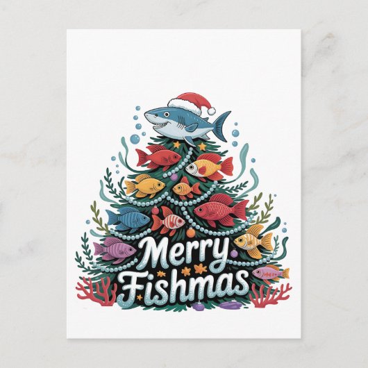 Funny Fishing Christmas Tree Fish Fisher Lover Einladungspostkarte (Vorderseite)