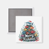 Funny Fishing Christmas Tree Fish Fisher Lover Magnet (Vorderseite/Rückseite)