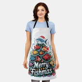Funny Fishing Christmas Tree Fish Fisher Lover Schürze (Getragen)