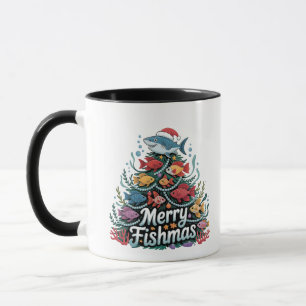 Funny Fishing Christmas Tree Fish Fisher Lover Tasse