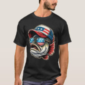 Funny Fishing Fisherman Gift American Flag T-Shirt (Vorderseite)