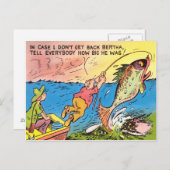 Funny Fishing Fisherman Postcard Fish Cartoon Postkarte (Vorne/Hinten)