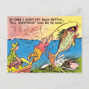 Funny Fishing Fisherman Postcard Fish Cartoon Postkarte
