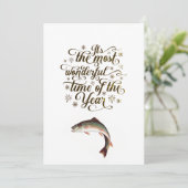 Funny Fishing Frohen Festtage Feiertagskarte (Stehend Vorderseite)