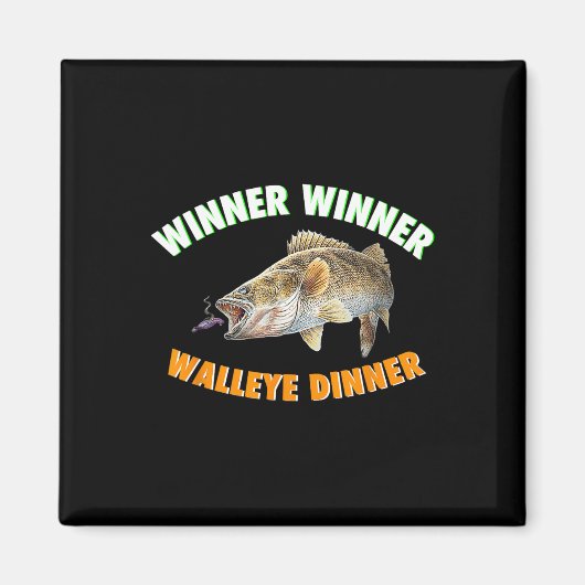 Funny Fishing Gewinner Gewinner Walleye Abendessen Magnet (Vorne)