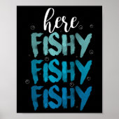 Funny Fishing Hier Fischen Liebe Summer Lake Gesch Poster (Vorne)