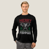 Funny Fishing Holiday Frohe Fischgründe und Neues  Tri-Blend Shirt (Volle Vorderseite)