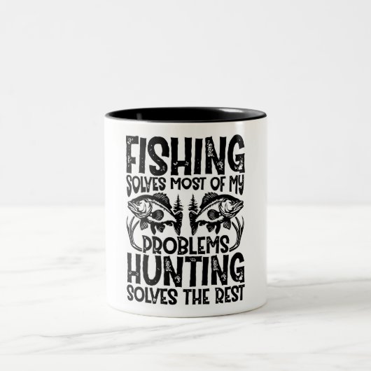 Funny Fishing/Jagd Zweifarbige Tasse (Mittel)