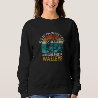 Funny Fishing Joke Walleye Fish Fisherman Angler V Sweatshirt