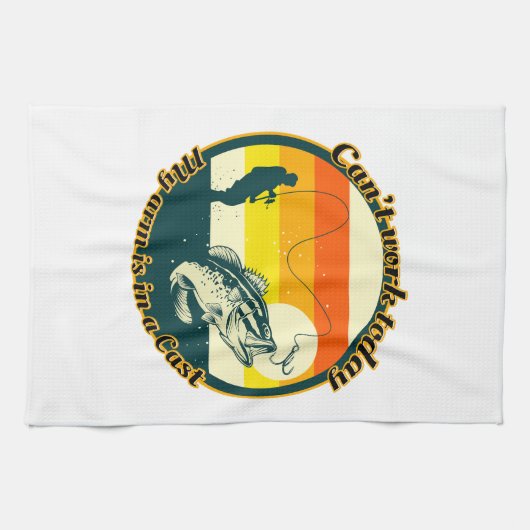 Funny Fishing kann heute nicht mehr funktionieren Geschirrtuch (Horizontal)