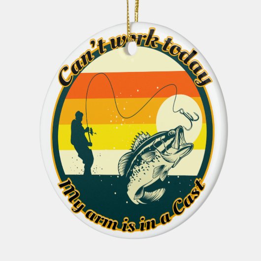 Funny Fishing kann heute nicht mehr funktionieren Keramik Ornament (Links)