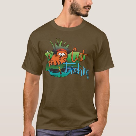 Funny Fishing - Katzenfischerei T-Shirt (Vorderseite)
