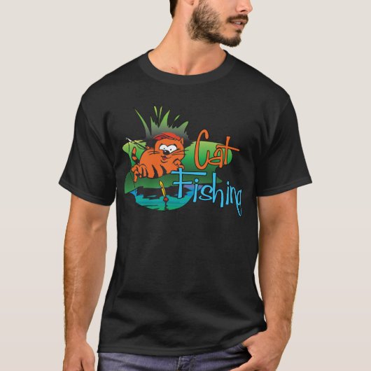 Funny Fishing - Katzenfischerei T-Shirt (Vorderseite)