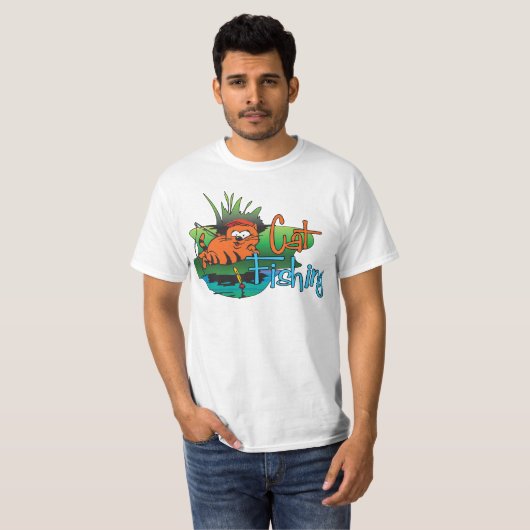 Funny Fishing - Katzenfischerei T-Shirt (Vorne ganz)