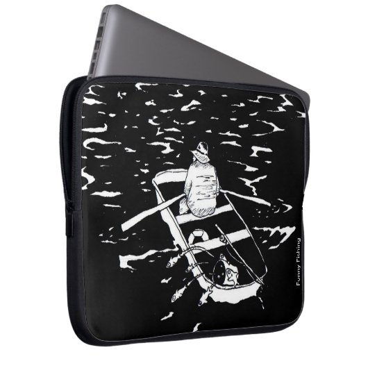 Funny Fishing Laptopschutzhülle (Vorne Rechts)