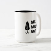 Funny Fishing lebt. Lure lachen. Zweifarbige Tasse (VorderseiteRechts)