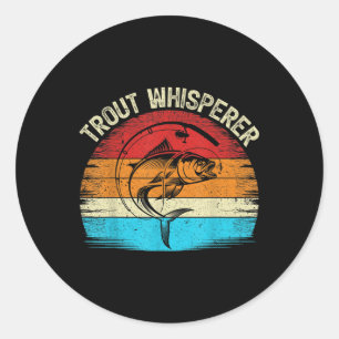 Funny Fishing Lover Vintag Retro Trout Whispern Runder Aufkleber