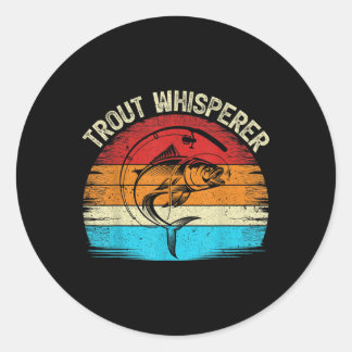 Funny Fishing Lover Vintag Retro Trout Whispern Runder Aufkleber