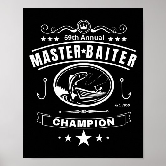 Funny Fishing Master Iter Champion Männergeschenk Poster (Vorne)