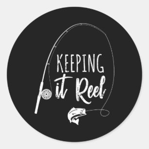 Funny Fishing Pole Behalte It Reel Joke Geschenk Runder Aufkleber