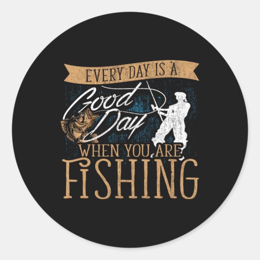 Funny Fishing Rod Fish Runder Aufkleber (Vorderseite)