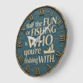 Funny Fishing Rustic Fisherman Decor Cabin Gift Große Wanduhr (Winkel)