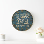 Funny Fishing Rustic Fisherman Decor Cabin Gift Große Wanduhr (Zuhause)