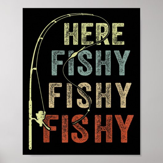 Funny Fishing-Shirt Hier fisch B Vater Frauen Kind Poster (Vorne)