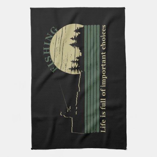 Funny Fishing Sprichwort Geschirrtuch (Vertikal)