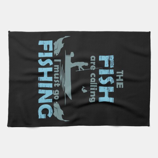 Funny Fishing Sprichwort Geschirrtuch (Horizontal)