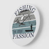 Funny Fishing Sprichwort Große Wanduhr (Winkel)