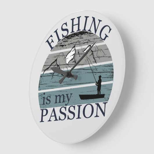 Funny Fishing Sprichwort Große Wanduhr (Winkel)