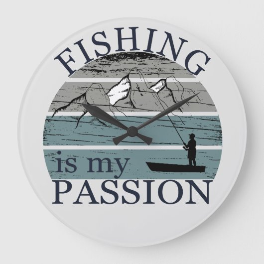 Funny Fishing Sprichwort Große Wanduhr (Vorderseite)