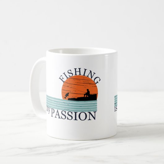 Funny Fishing Sprichwort Kaffeetasse (Vorderseite Links)