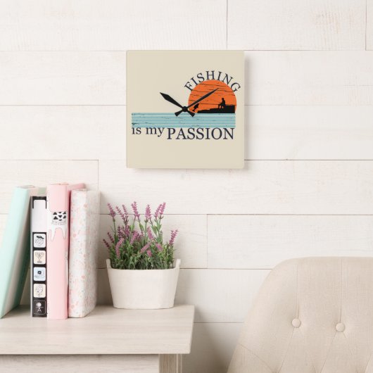 Funny Fishing Sprichwort Quadratische Wanduhr (Lesesaal)