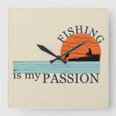 Funny Fishing Sprichwort Quadratische Wanduhr (Vorderseite)