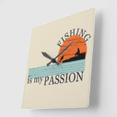 Funny Fishing Sprichwort Quadratische Wanduhr (Winkel)