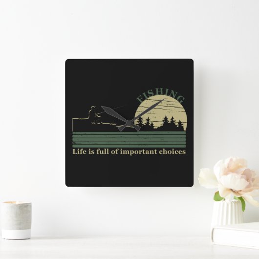 Funny Fishing Sprichwort Quadratische Wanduhr (Zuhause)