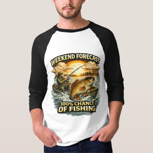 Funny Fishing T-Shirt – Weekend Forecast 100% Chan (Vorderseite)