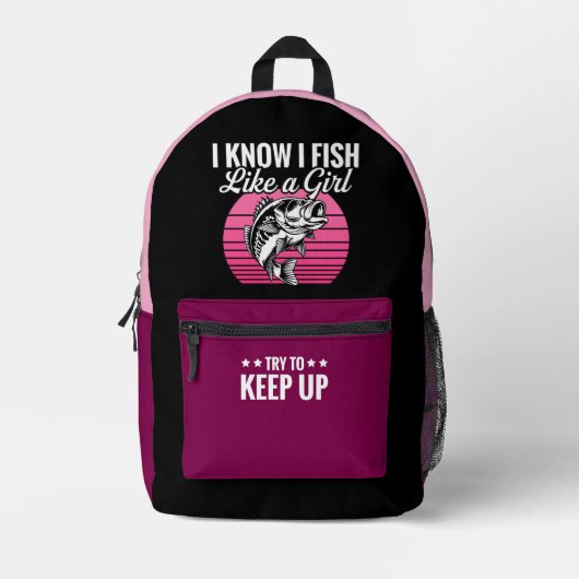 Funny Fishing Theme Bedruckter Rucksack (Vorderseite)