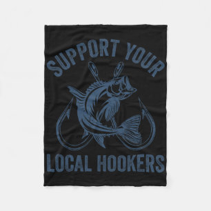 Funny Fishing Vater Joke Support Deine Gegend Fleecedecke