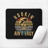 Funny Fishing Vintag Hookin' Aint Easy Fischer Mousepad (Mit Mouse)