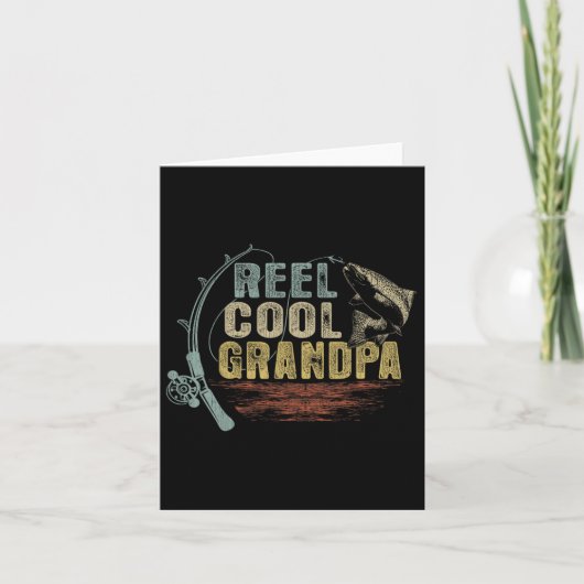 Funny Fishing Vintag Reel Cool Opa Karte (Vorderseite)