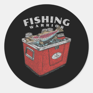 Funny Fishing Warrior Sprichwort Fisherman Vintag Runder Aufkleber