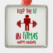 Funny Fitmas Frohe Weihnachten Fitness Pun Ornament Aus Metall (Vorne)