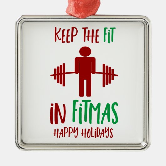 Funny Fitmas Frohe Weihnachten Fitness Pun Ornament Aus Metall (Vorne)