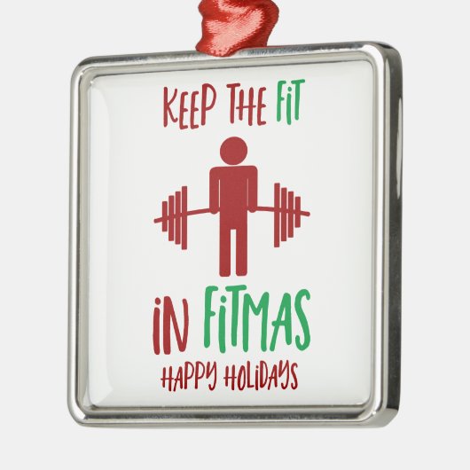 Funny Fitmas Frohe Weihnachten Fitness Pun Ornament Aus Metall (Links)