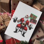 Funny Fitness Christmas Liftmas Barbell Santa Dankeskarte<br><div class="desc">Fröhliche Weihnachtsfeiern - diese festliche Weihnachtskarte zum Thema Turnhalle ist eine lustige Weihnachtsgrüße der Fitness und das ideale Geschenk für Trainer oder Gymnastikpartner in Ihrem Leben. Diese Karte verfügt über eine super starke und passende Santa Claus Hebe ein Barbell, komplett geschluckt. Der Weihnachtsmann, die fröhliche und faule Figur, die für...</div>